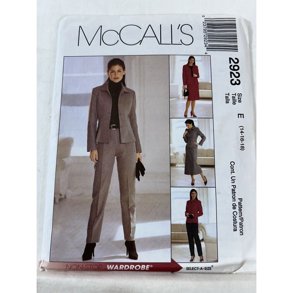 McCall’s 2923 Ladies Bias Skirt Pants & Jacket Pattern Sz 14–18 FF Vintage